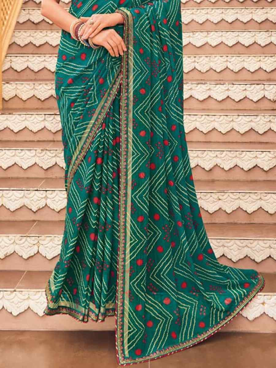 Multi Georgette Printed Festival Casual Contemporary Saree