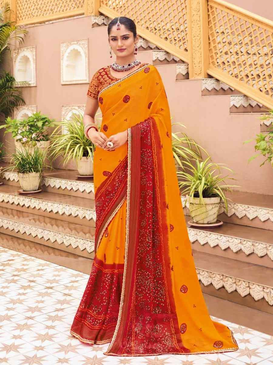 Multi Georgette Printed Festival Casual Contemporary Saree