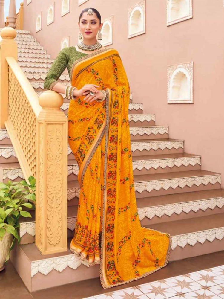 Multi Georgette Printed Festival Casual Contemporary Saree