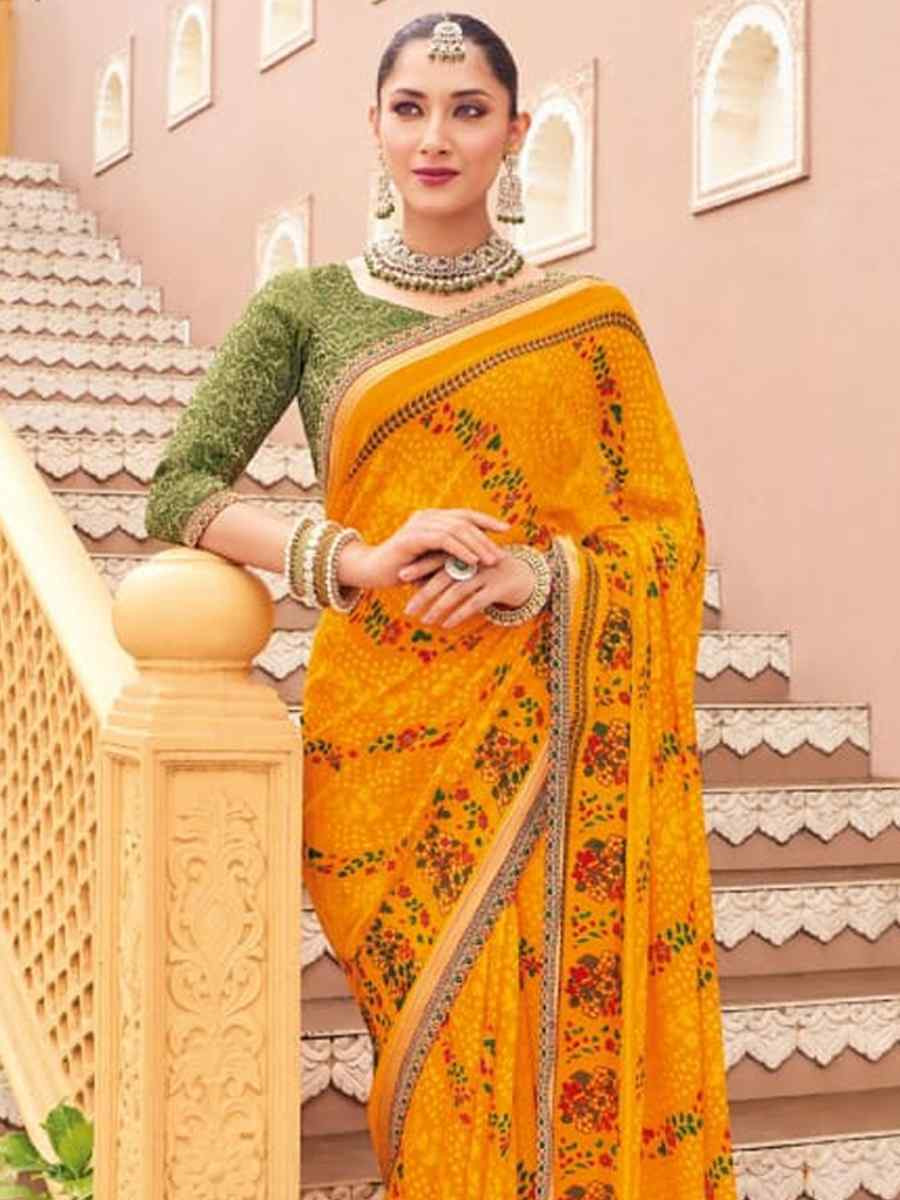 Multi Georgette Printed Festival Casual Contemporary Saree