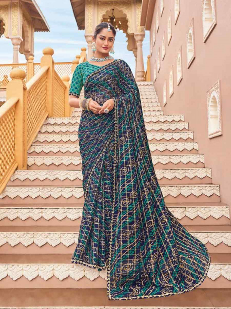 Multi Georgette Printed Festival Casual Contemporary Saree