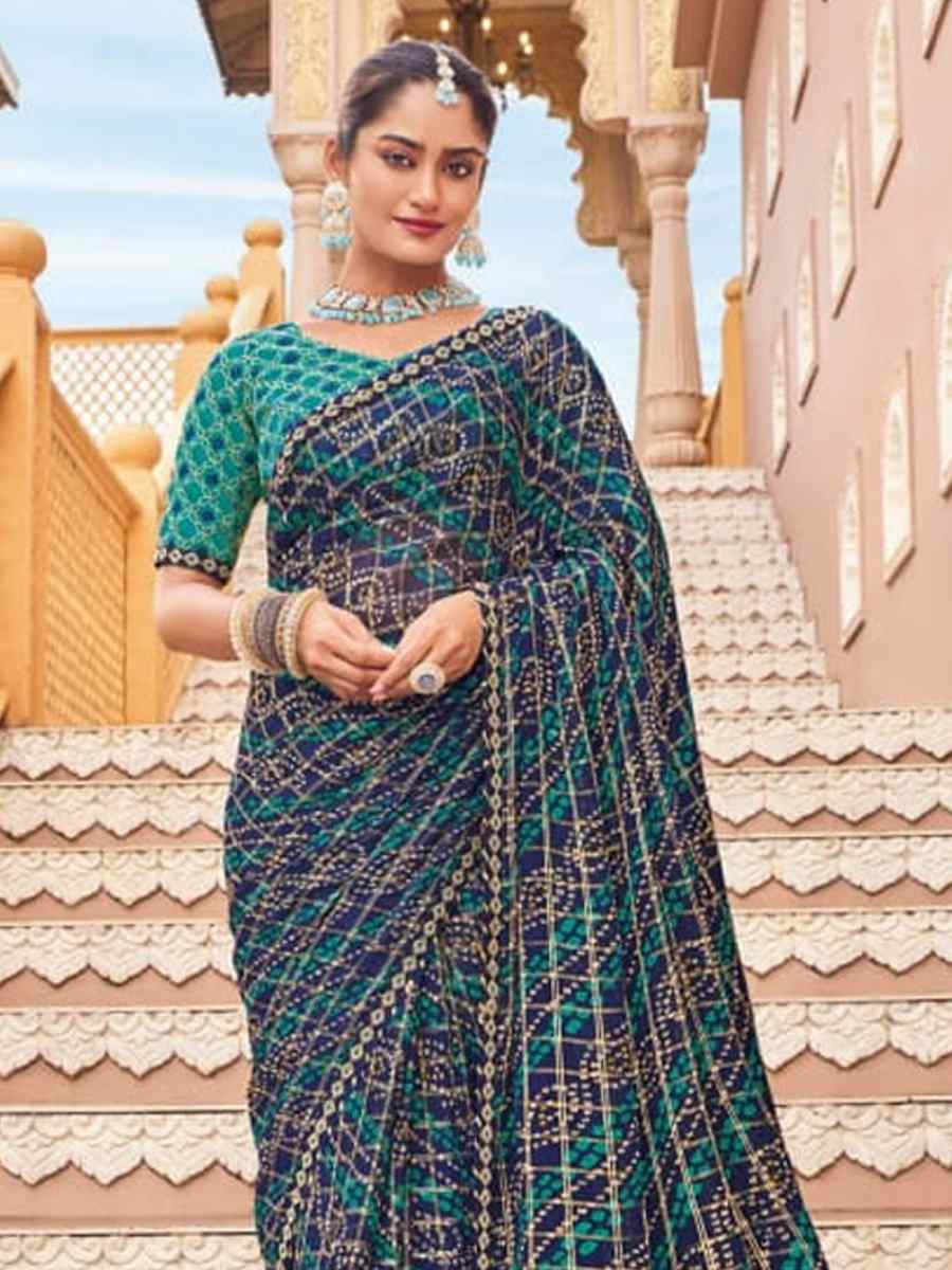 Multi Georgette Printed Festival Casual Contemporary Saree