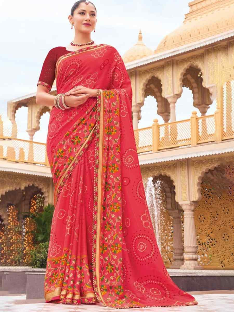 Multi Georgette Printed Festival Casual Contemporary Saree