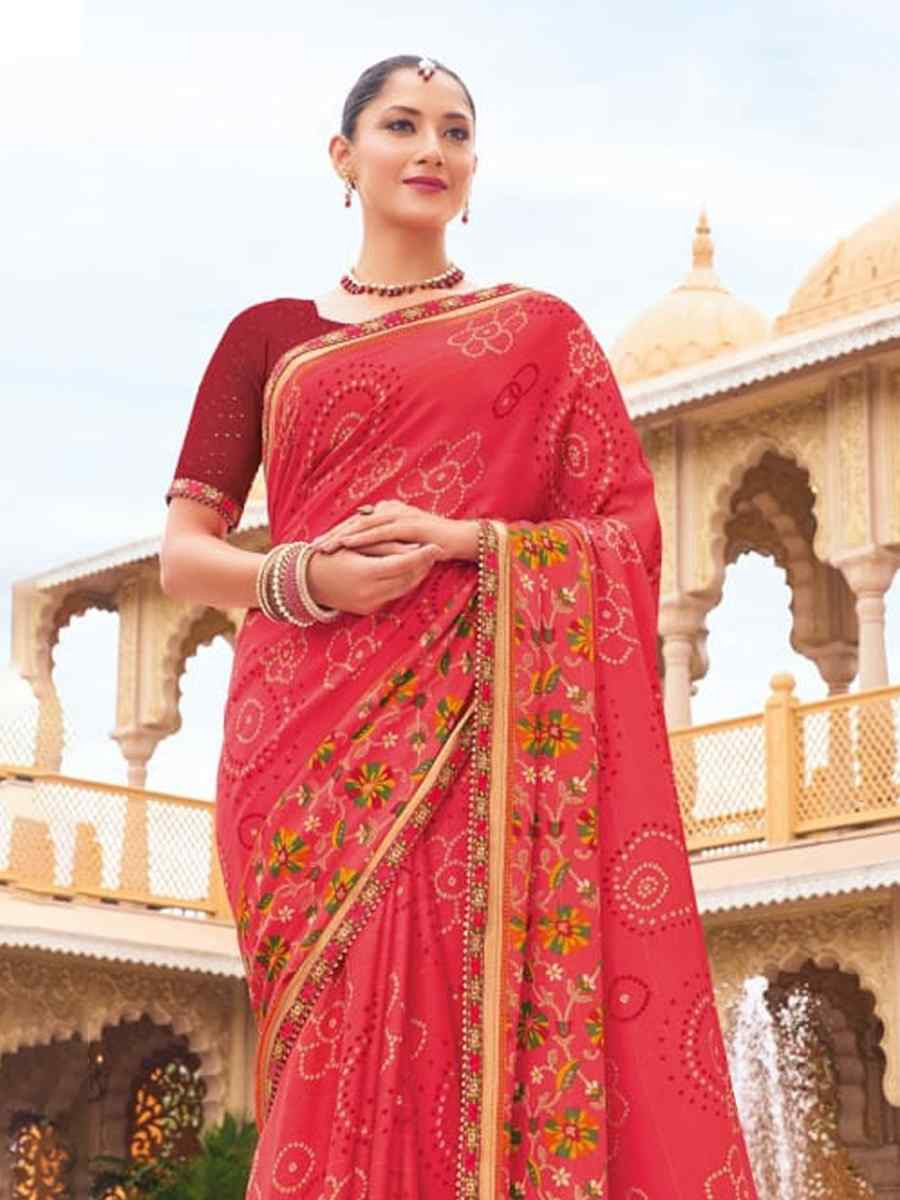 Multi Georgette Printed Festival Casual Contemporary Saree