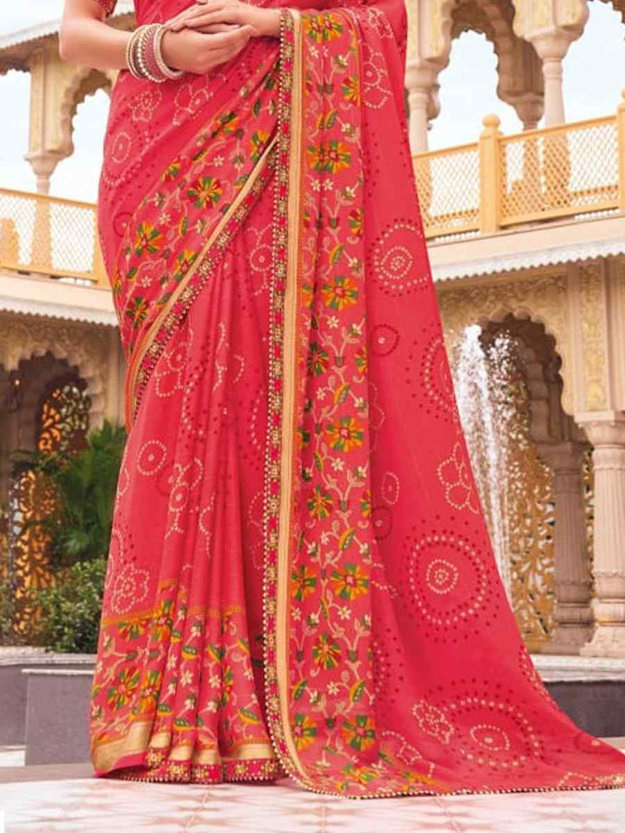 Multi Georgette Printed Festival Casual Contemporary Saree