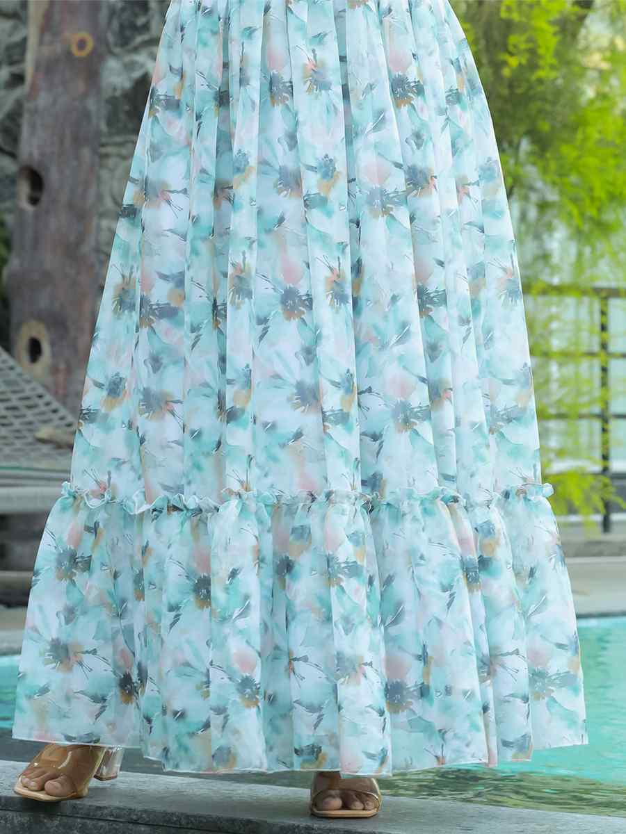 Multi Georgette Printed Festival Casual Gown