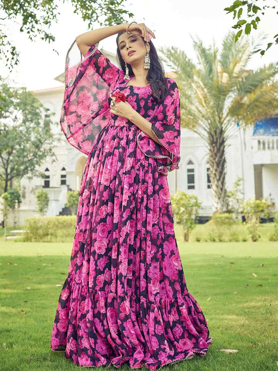 Multi Georgette Printed Festival Casual Gown