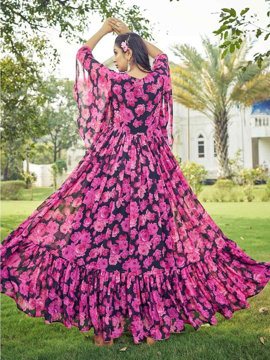 Multi Georgette Printed Festival Casual Gown