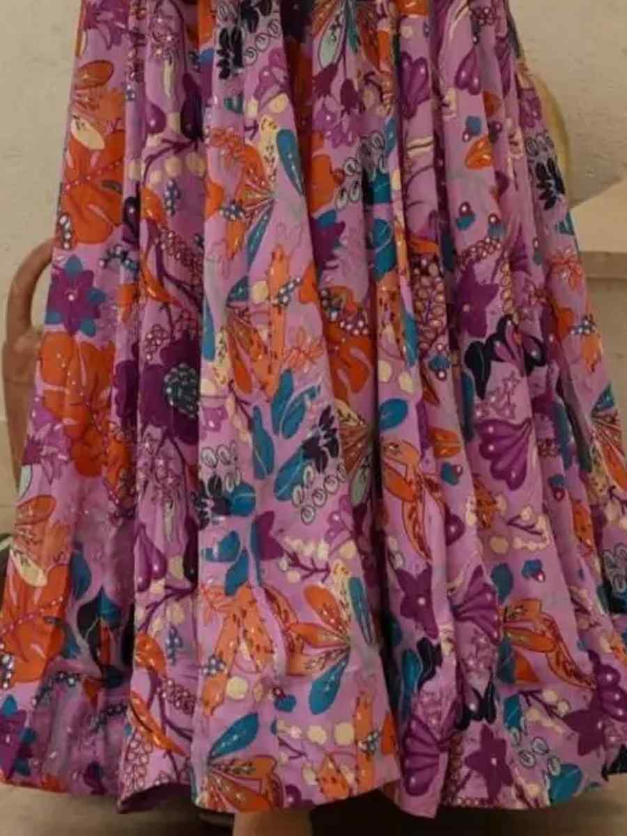 Multi Heavy Chinon Printed Festival Casual Gown