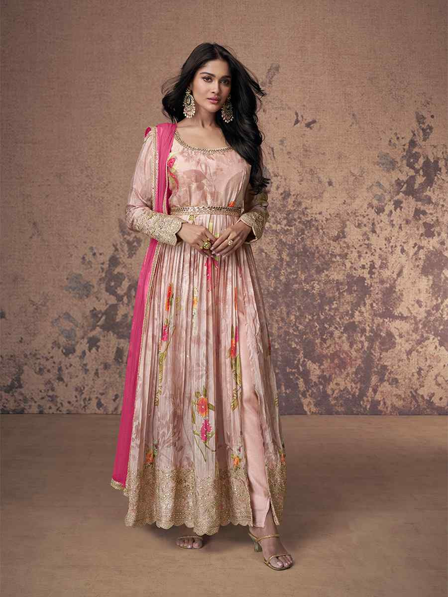 Multi Heavy Fox Georgette Embroidered Festival Casual Anarkali Ready Salwar Kameez