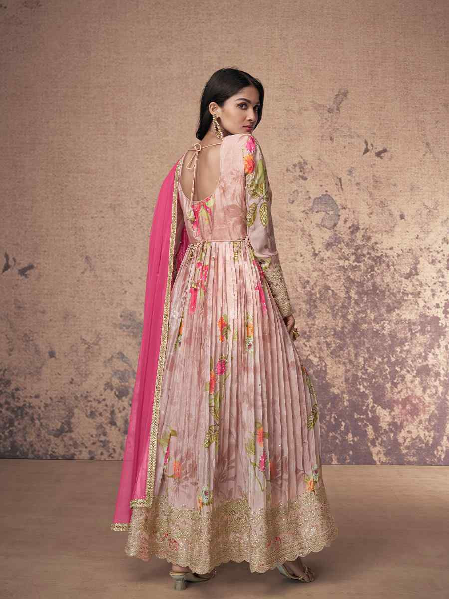 Multi Heavy Fox Georgette Embroidered Festival Casual Anarkali Ready Salwar Kameez