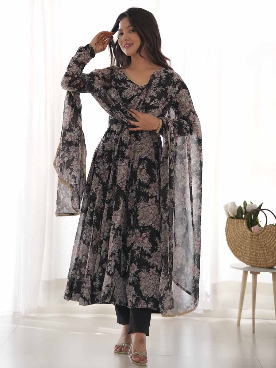 Multi Heavy Pure Soft Georgette Printed Festival Casual Ready Anarkali Salwar Kameez