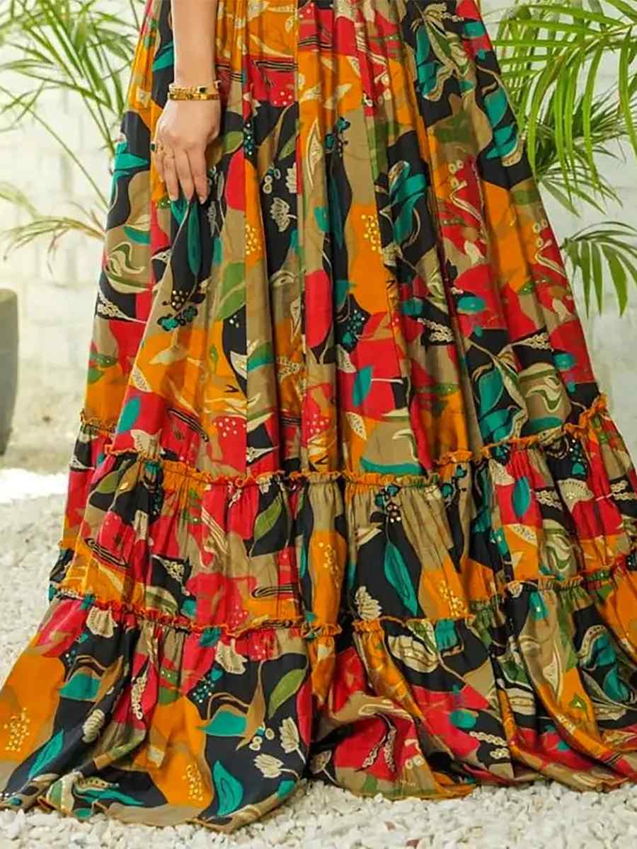 Multi Heavy Rayon Printed Festival Casual Gown