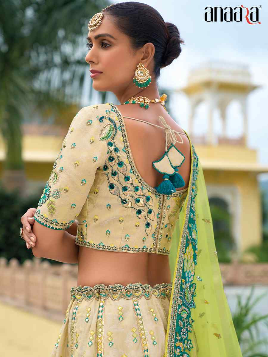 Multi Heavy Silk Embroidery Wedding Reception Party Wear Heavy Border Lehenga Choli