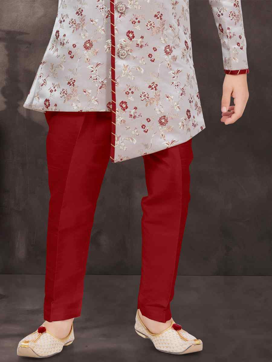 Multi Jacquard Banarasi Silk Embroidered Festival Wedding Kurta Pyjama Boys Wear