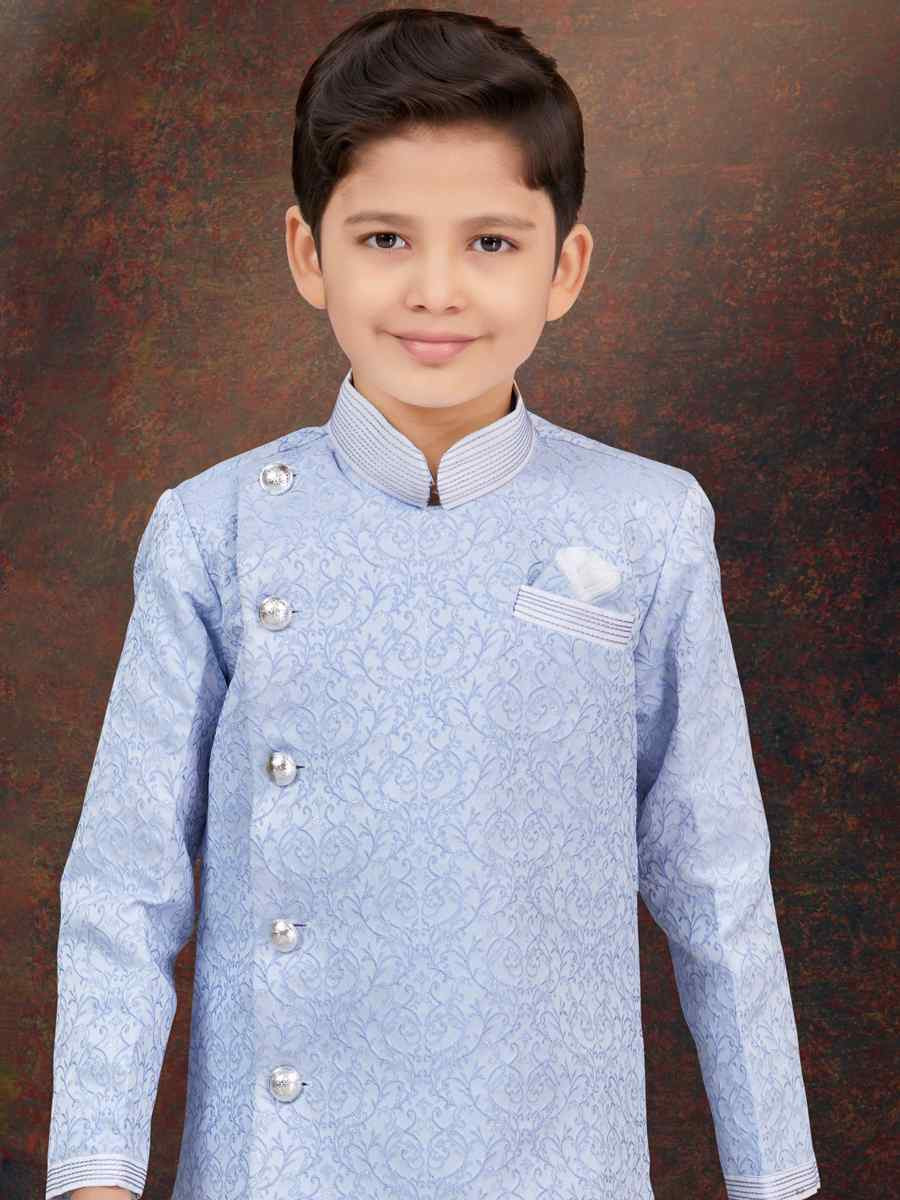 Multi Jacquard Embroidered Festival Wedding Kurta Pyjama Boys Wear