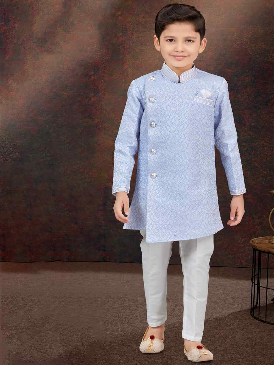 Multi Jacquard Embroidered Festival Wedding Kurta Pyjama Boys Wear