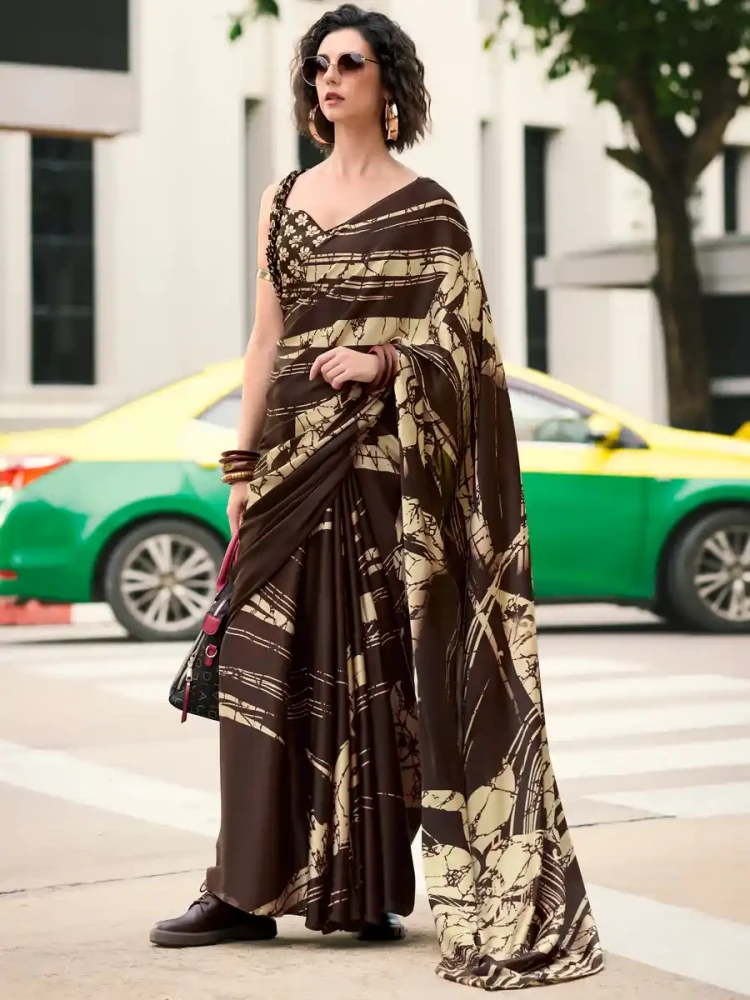 Multi Japan Satin Printed Festival Casual Contemporary Saree