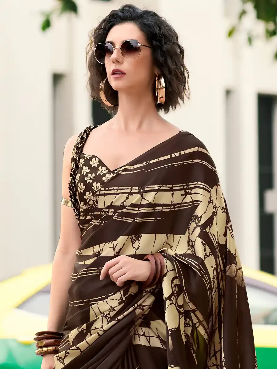 Multi Japan Satin Printed Festival Casual Contemporary Saree