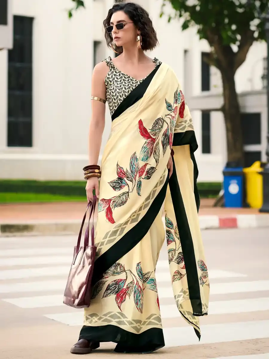 Multi Japan Satin Printed Festival Casual Contemporary Saree