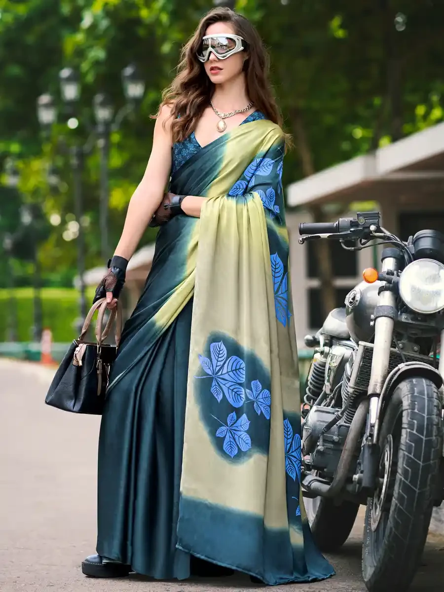 Multi Japan Satin Printed Festival Casual Contemporary Saree