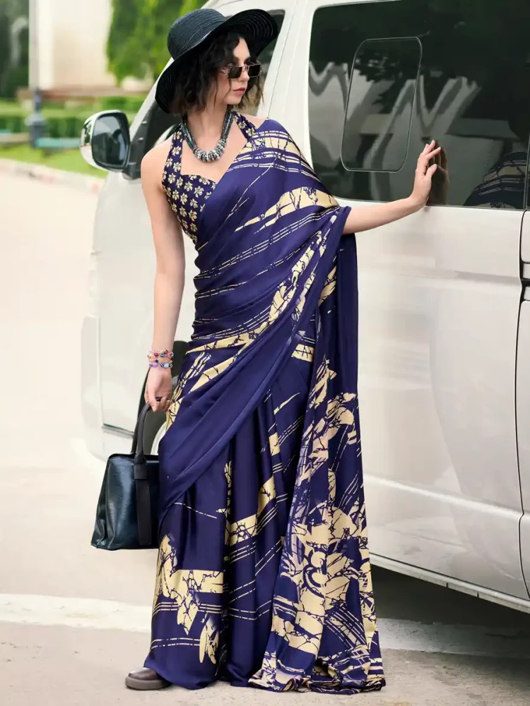 Multi Japan Satin Printed Festival Casual Contemporary Saree