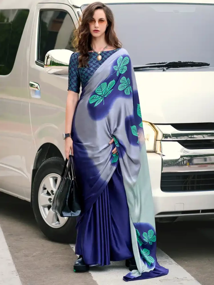 Multi Japan Satin Printed Festival Casual Contemporary Saree