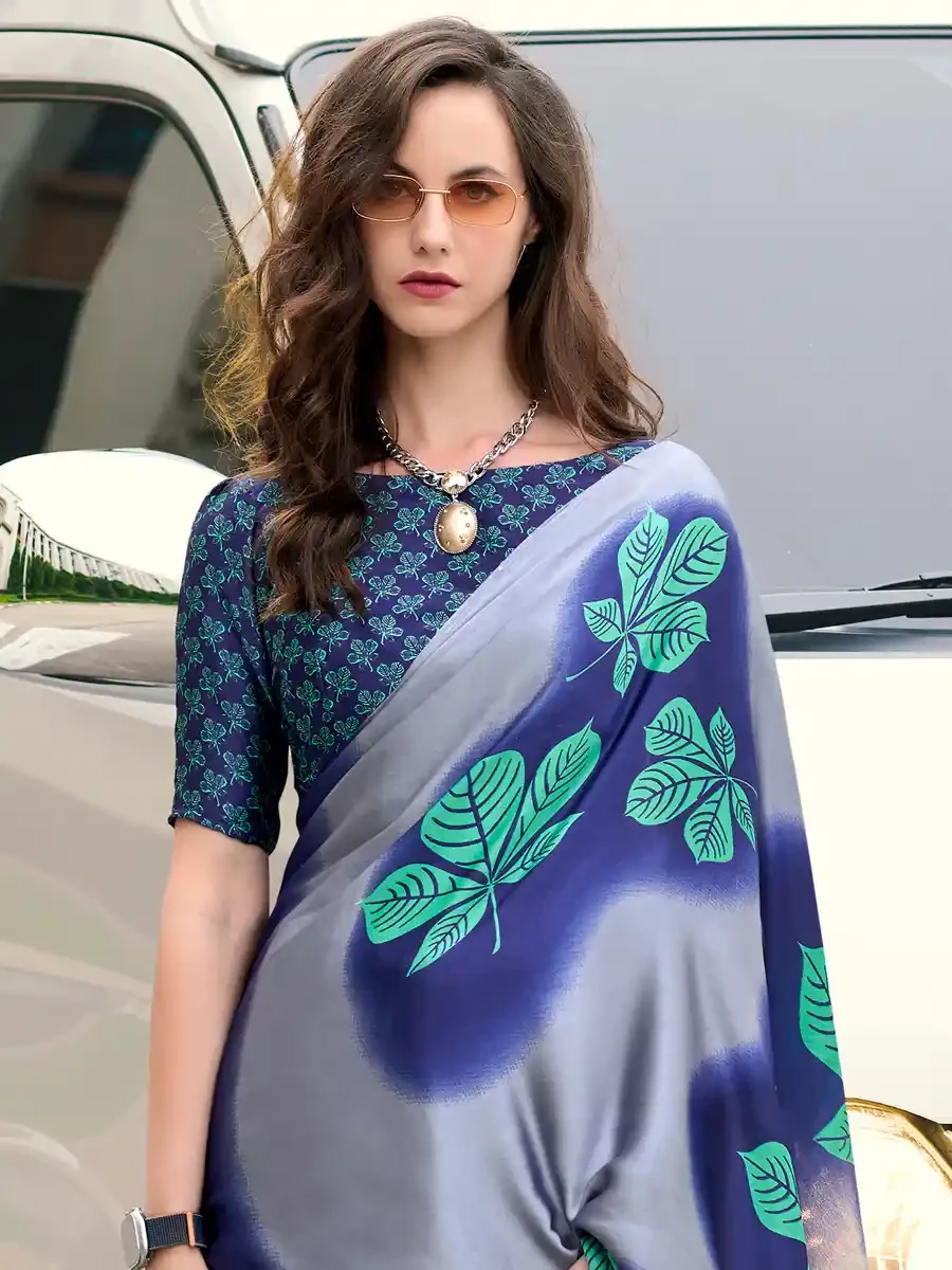 Multi Japan Satin Printed Festival Casual Contemporary Saree