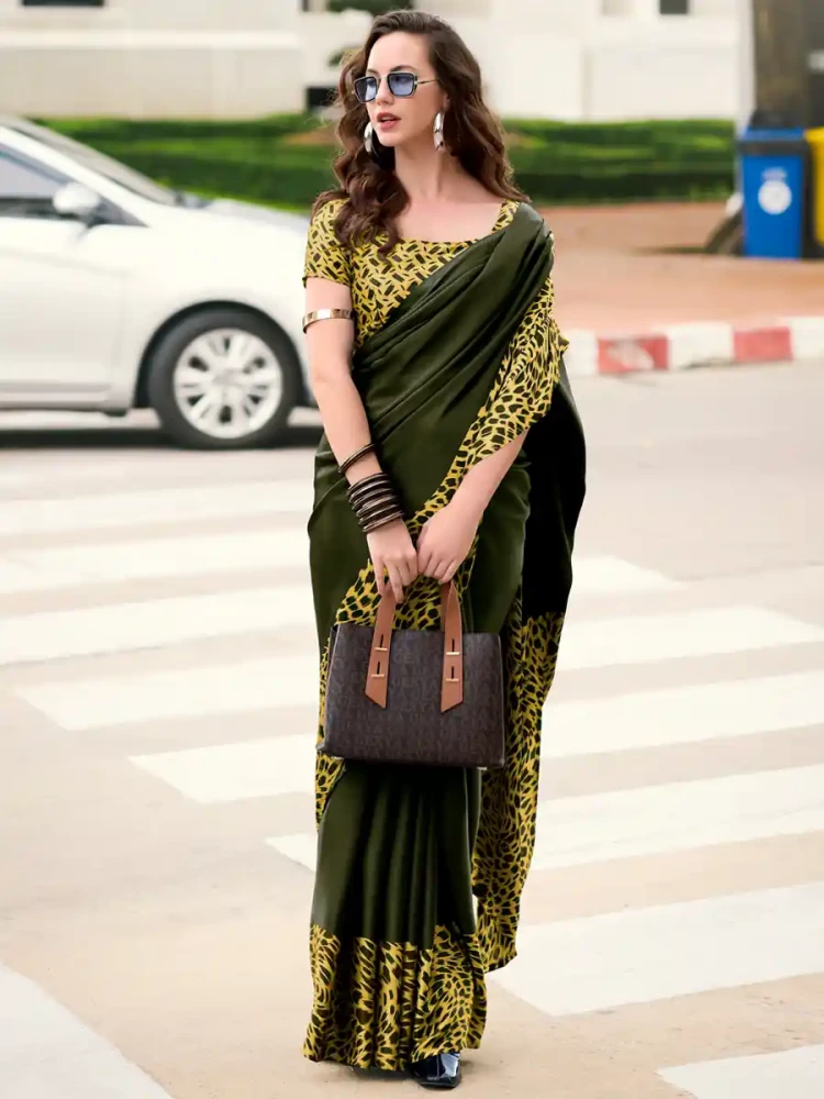 Multi Japan Satin Printed Festival Casual Contemporary Saree