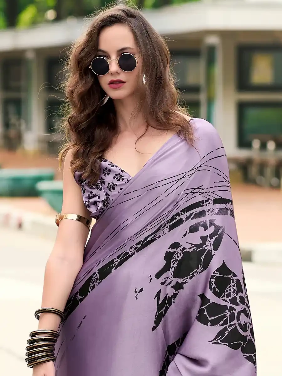 Multi Japan Satin Printed Festival Casual Contemporary Saree