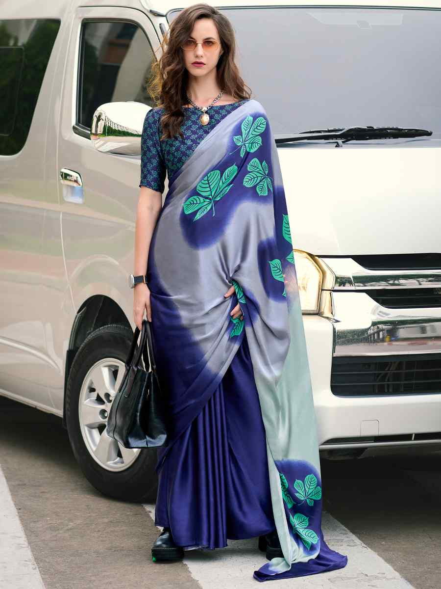 Multi Japan Satin Printed Festival Casual Contemporary Saree