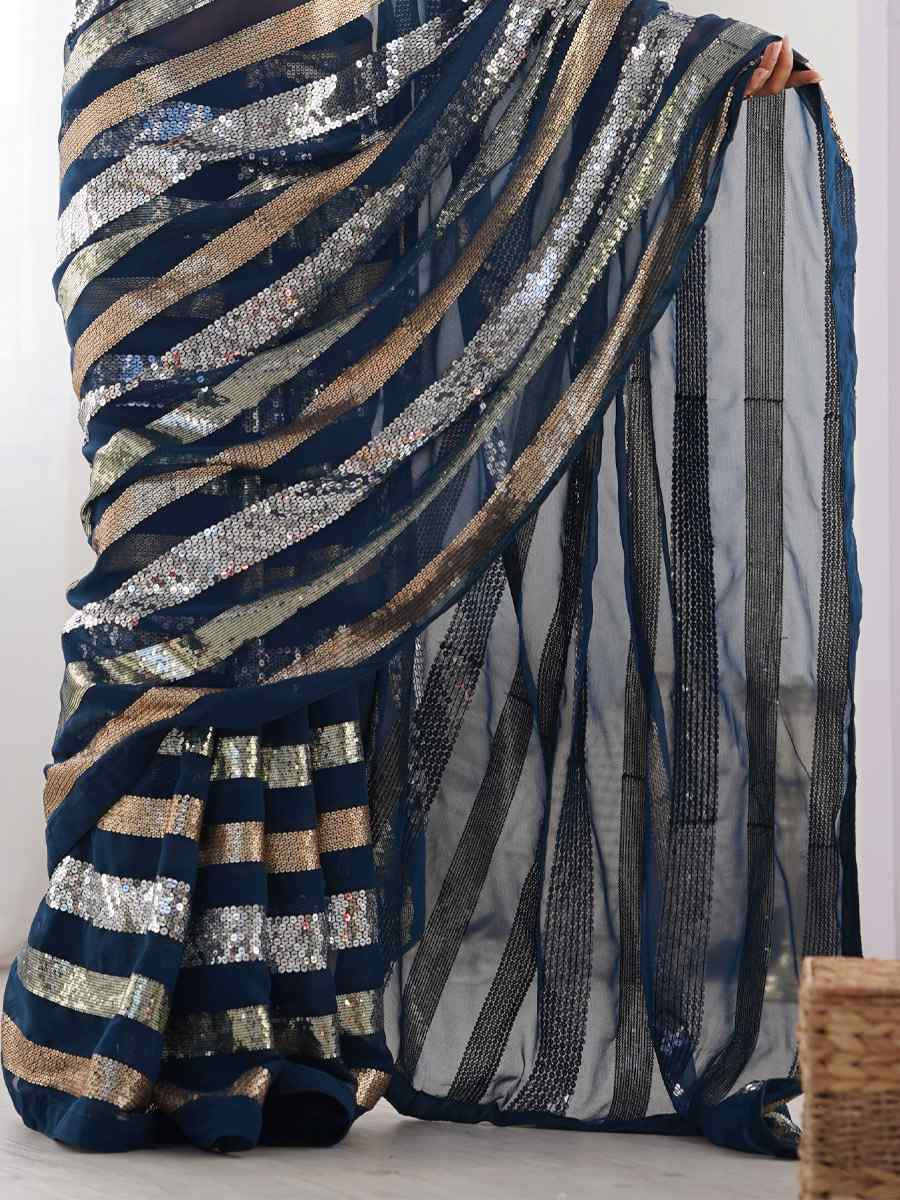 Multi Lux Pv Georgette Handwoven Festival Wedding Heavy Border Saree