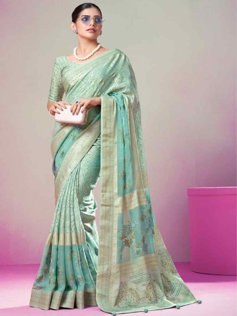 Multi Lux Pv Georgette Handwoven Festival Wedding Heavy Border Saree