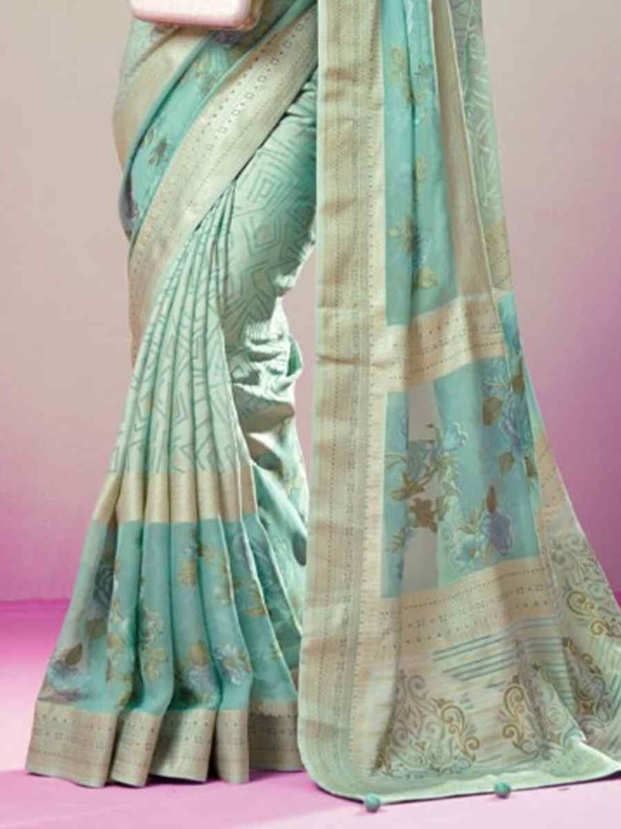 Multi Lux Pv Georgette Handwoven Festival Wedding Heavy Border Saree