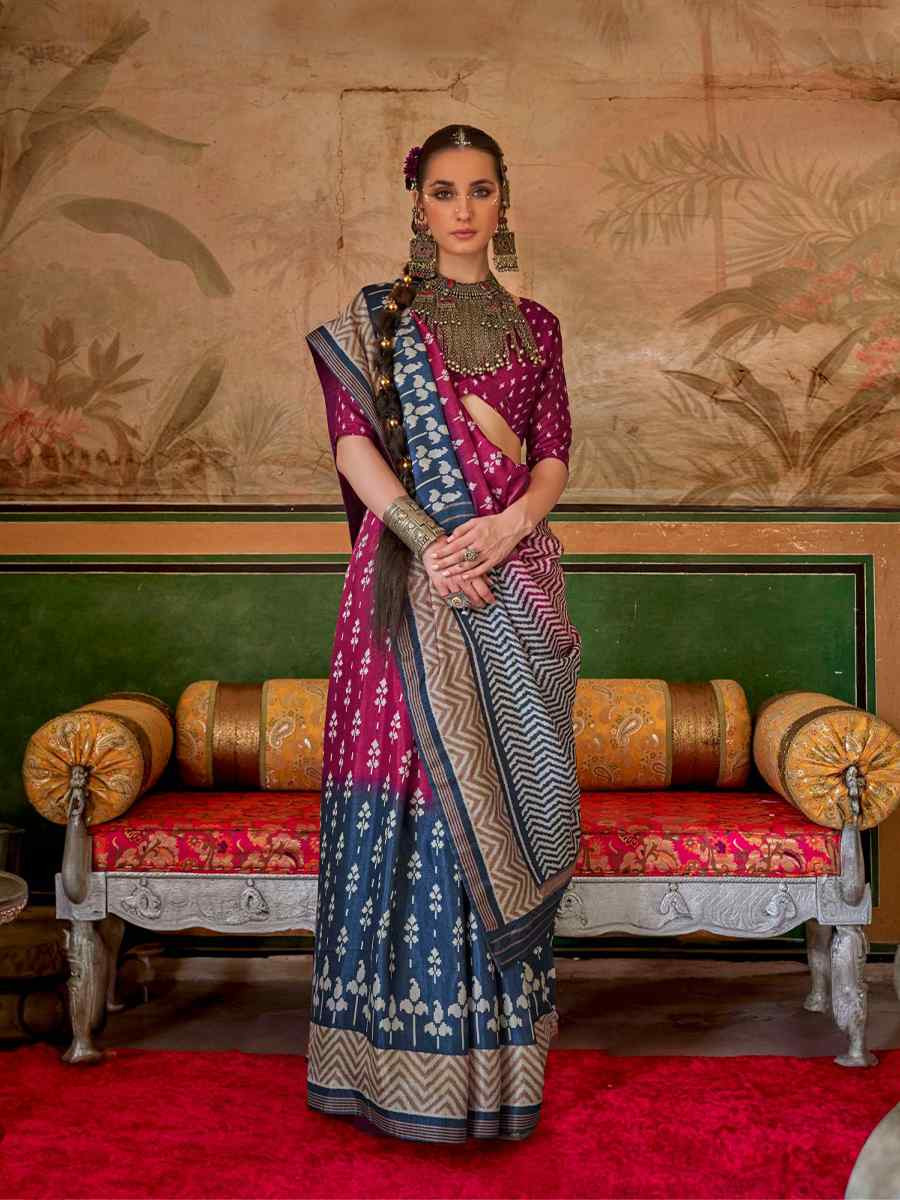 Multi Mercerized Sigma Silk Printed Festival Casual Contemporary Saree