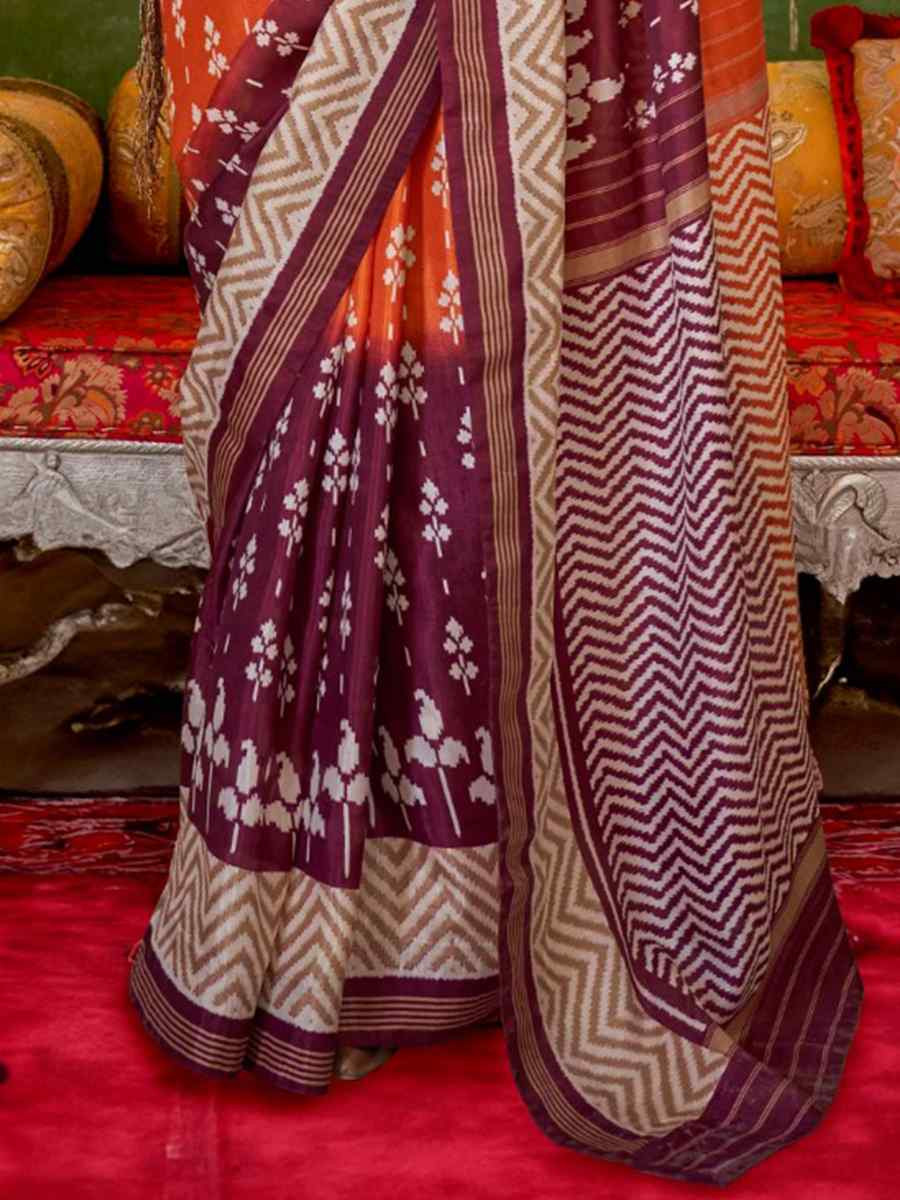 Multi Mercerized Sigma Silk Printed Festival Casual Contemporary Saree