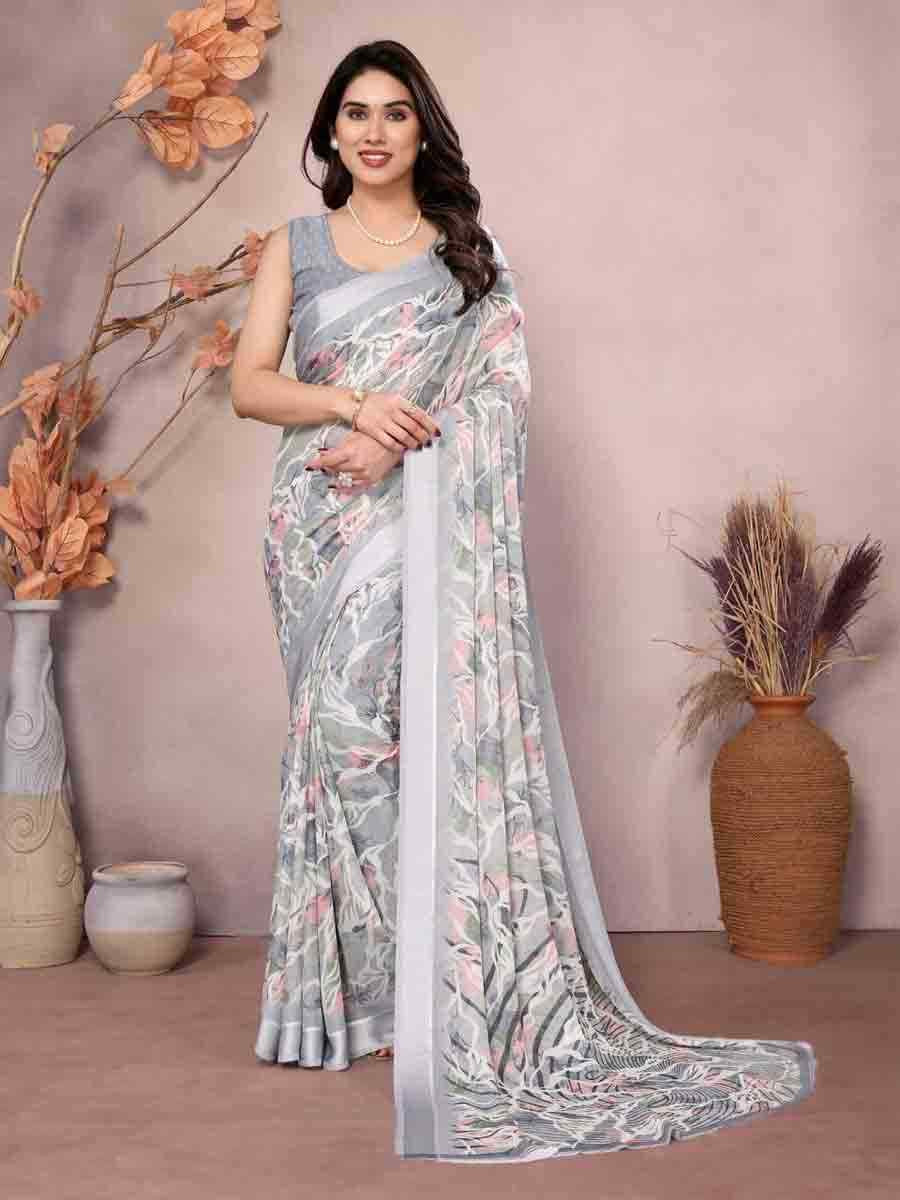 Multi Moss Silk Printed Festival Casual Contemporary Saree