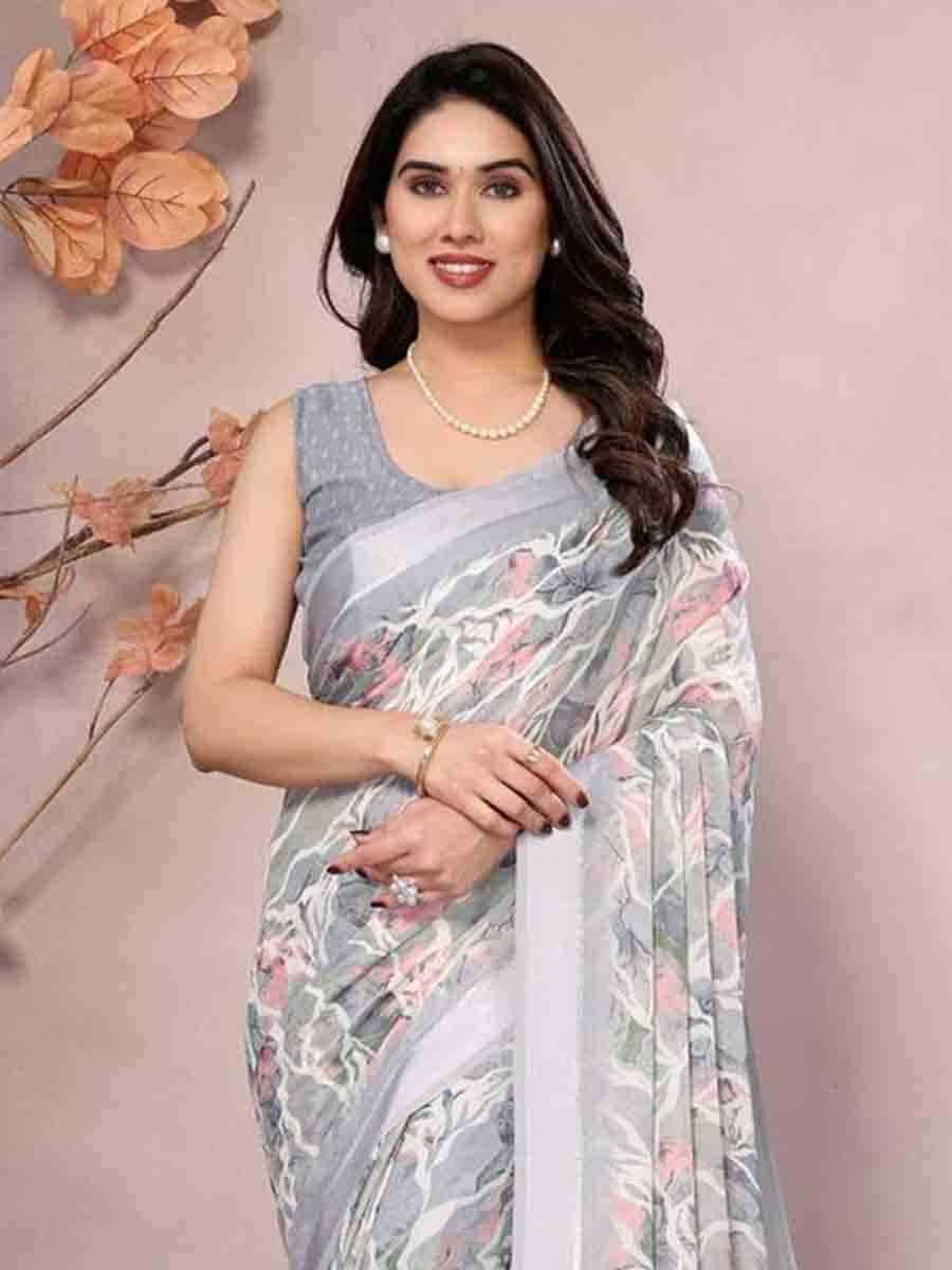 Multi Moss Silk Printed Festival Casual Contemporary Saree