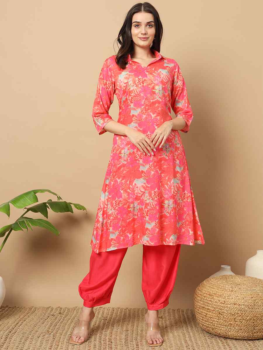 Multi Muslin Printed Festival Casual Ready Pant Salwar Kameez