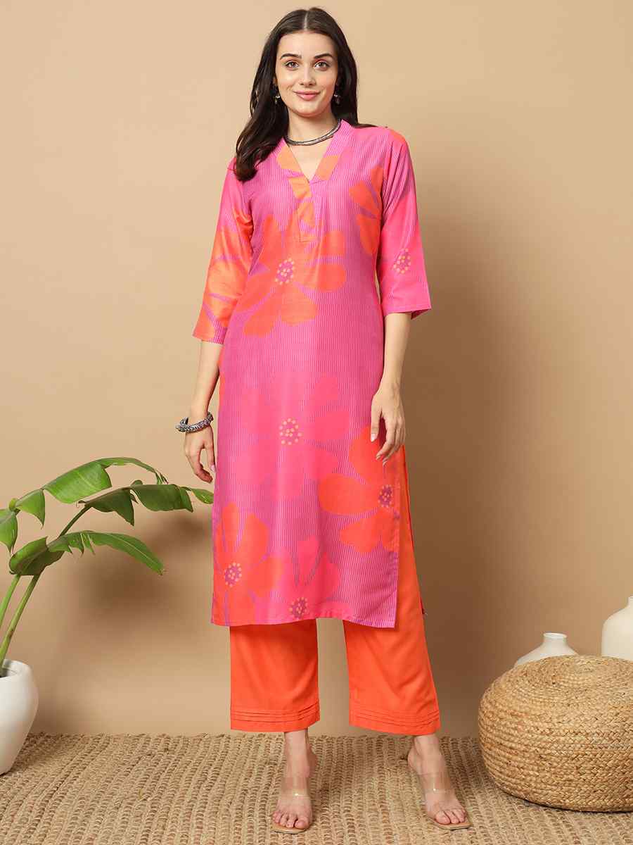 Multi Muslin Printed Festival Casual Ready Pant Salwar Kameez