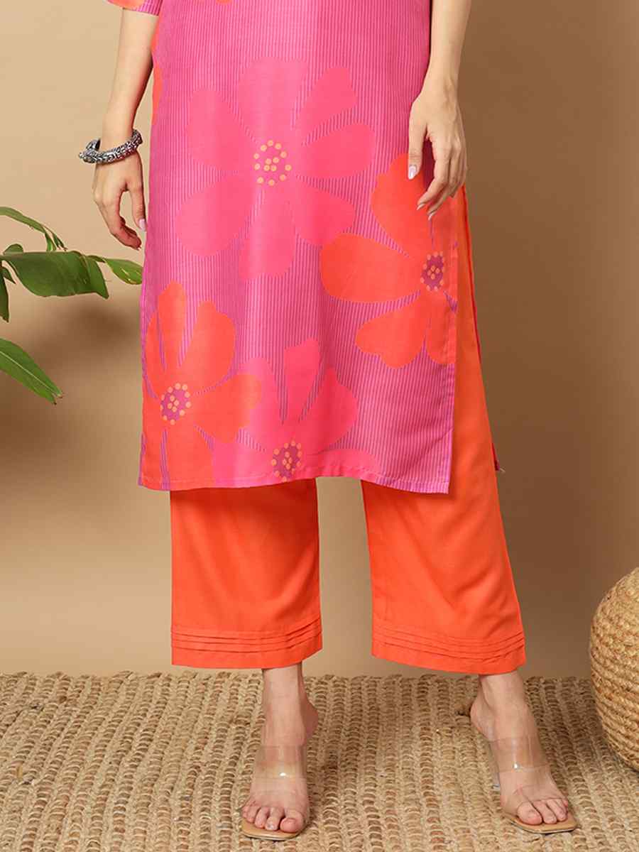 Multi Muslin Printed Festival Casual Ready Pant Salwar Kameez