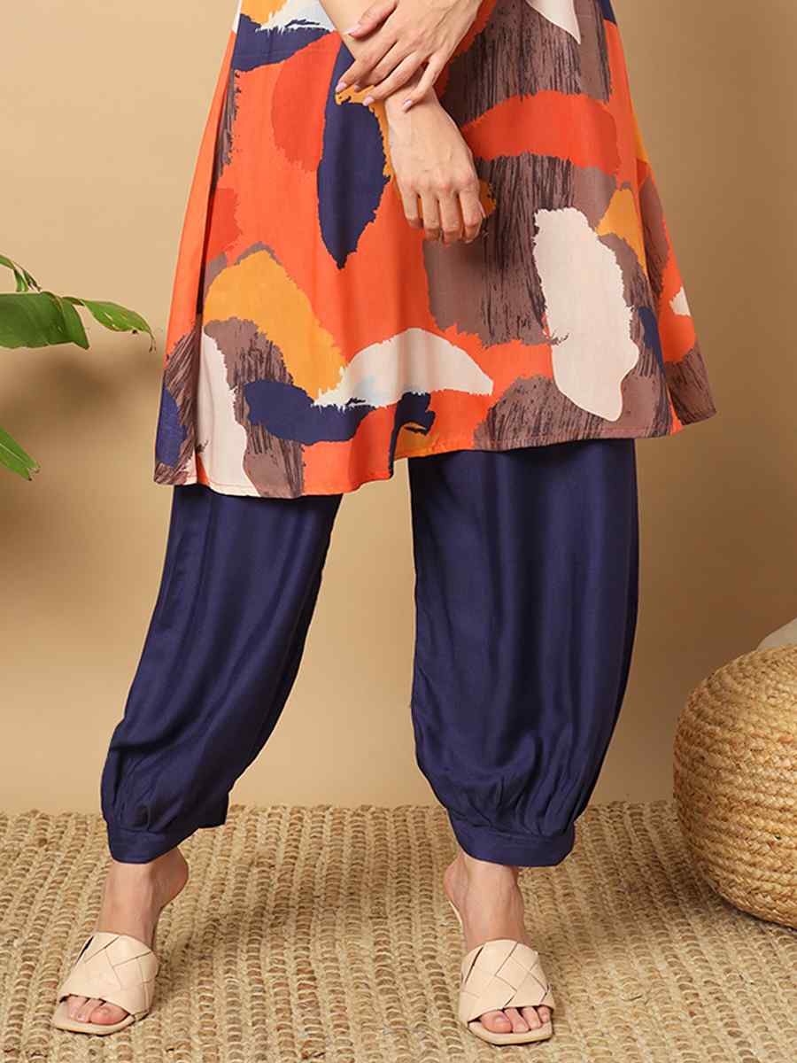 Multi Muslin Printed Festival Casual Ready Pant Salwar Kameez