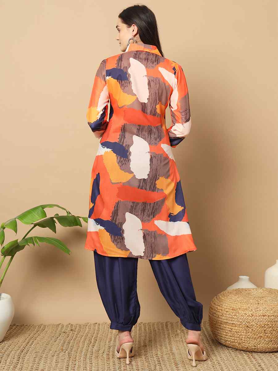 Multi Muslin Printed Festival Casual Ready Pant Salwar Kameez