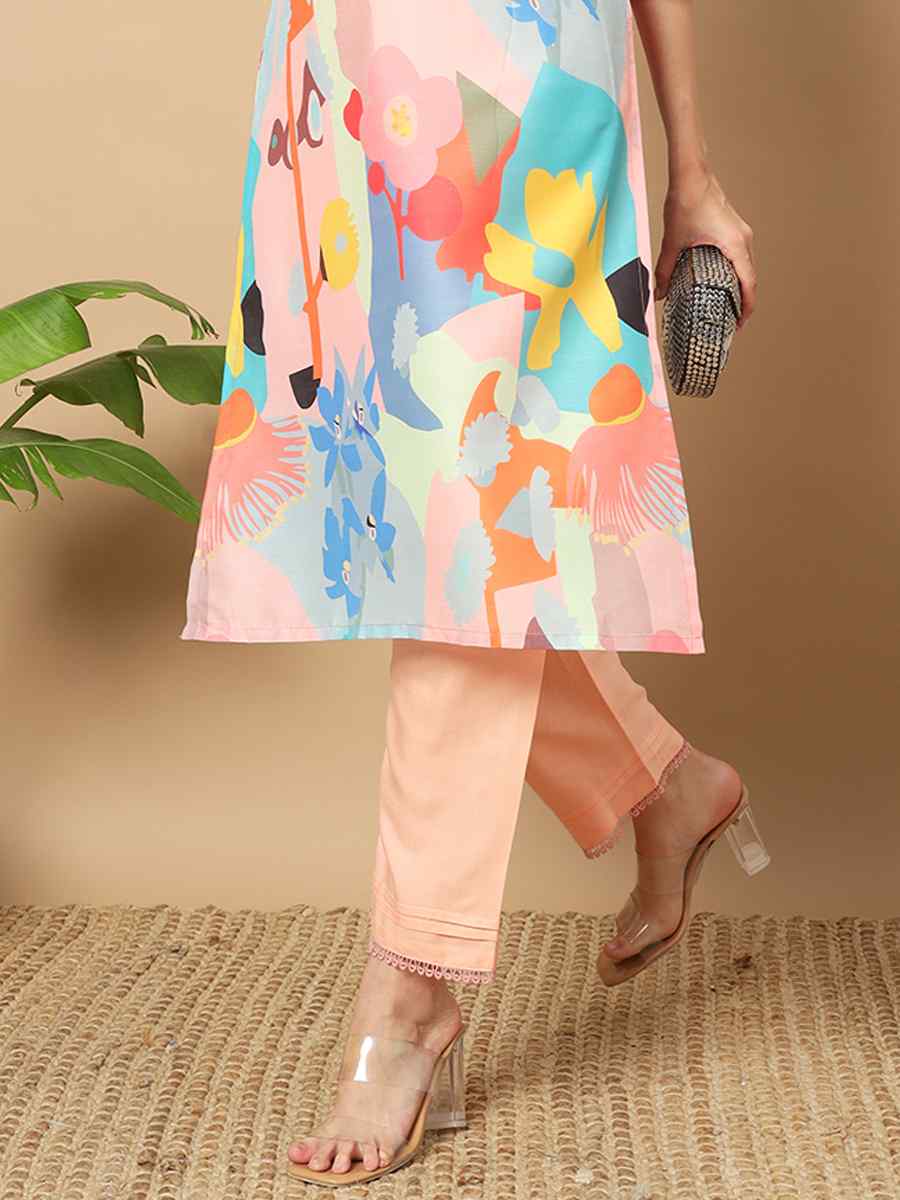 Multi Muslin Printed Festival Casual Ready Pant Salwar Kameez