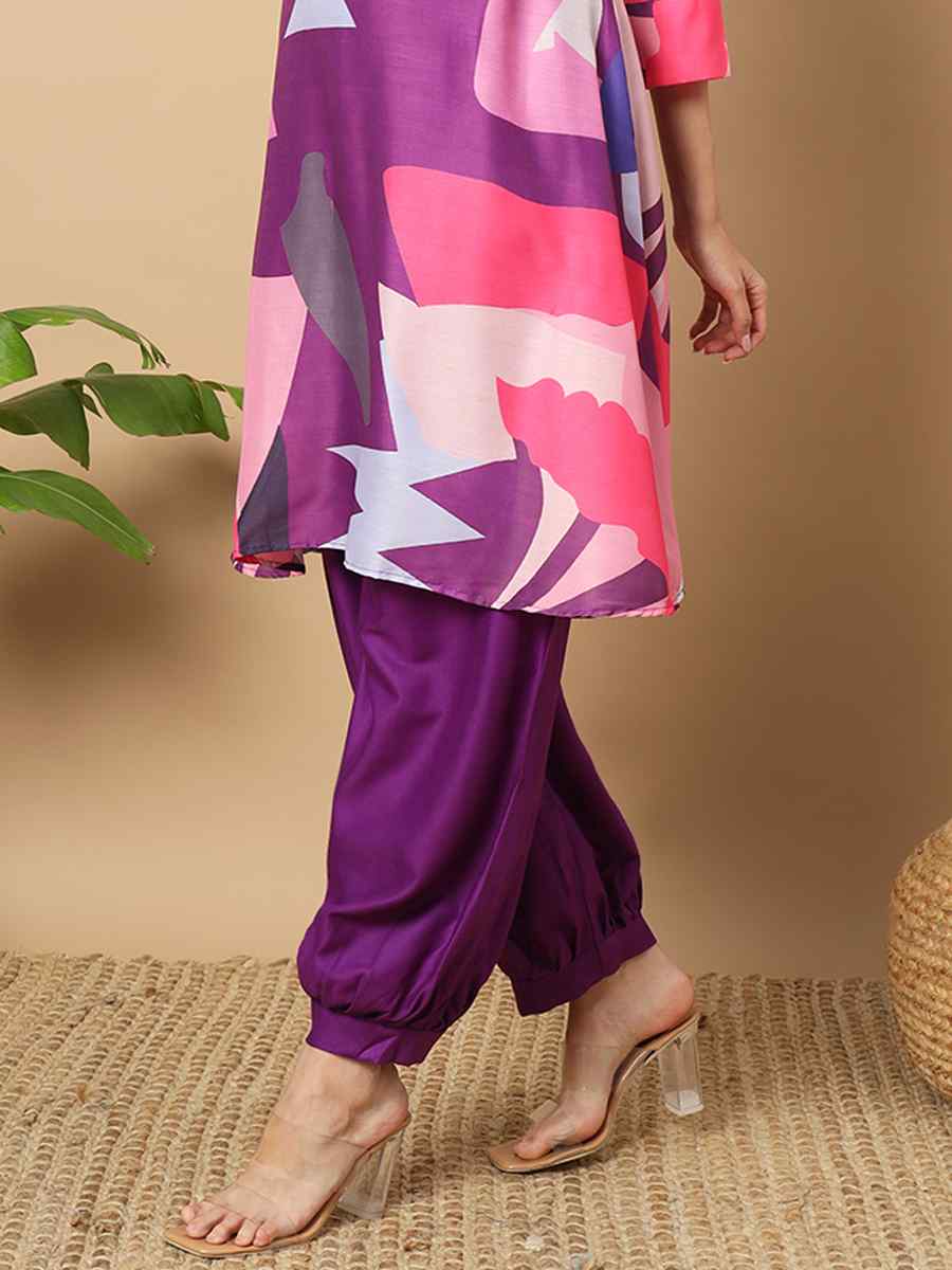 Multi Muslin Printed Festival Casual Ready Pant Salwar Kameez