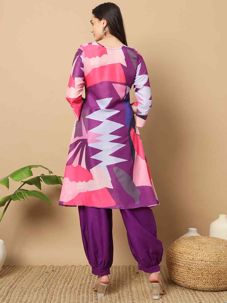 Multi Muslin Printed Festival Casual Ready Pant Salwar Kameez