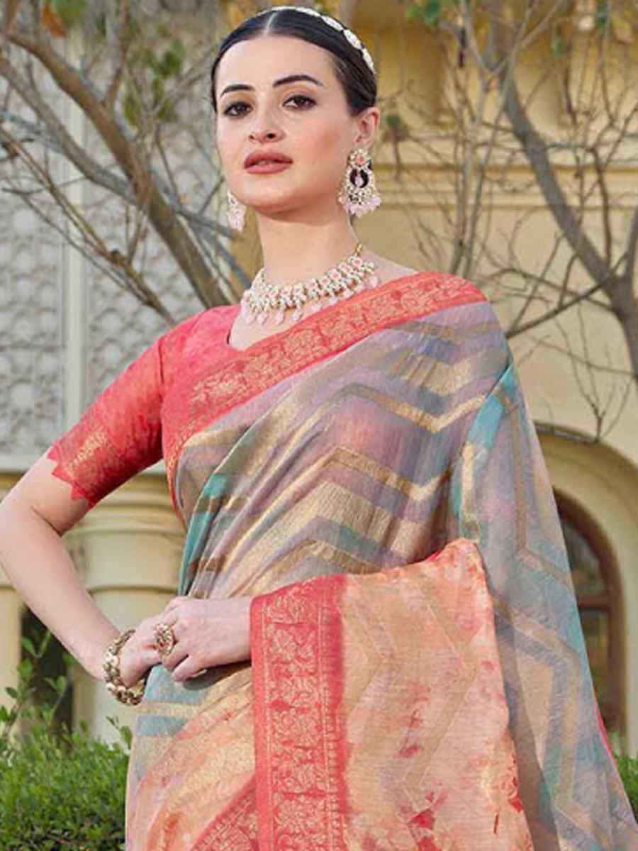 Multi Organza Handwoven Festival Wedding Heavy Border Saree