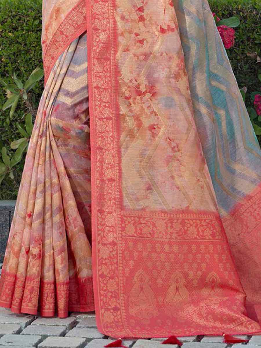 Multi Organza Handwoven Festival Wedding Heavy Border Saree