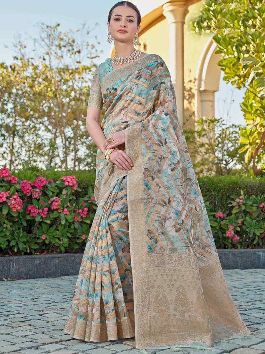 Multi Organza Handwoven Festival Wedding Heavy Border Saree