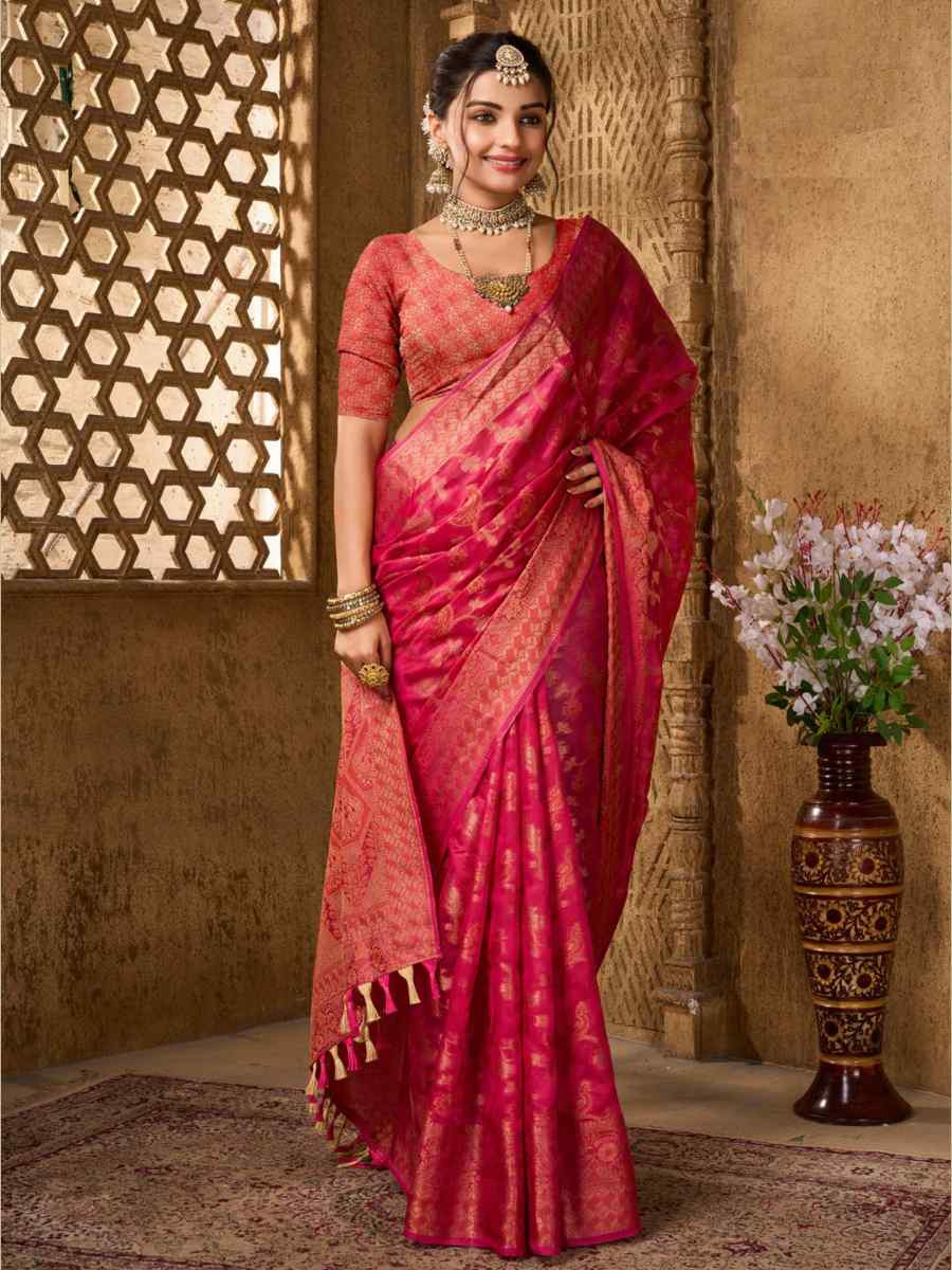 Multi Organza Handwoven Festival Wedding Heavy Border Saree